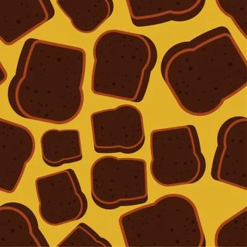 Burnt bread pattern seamless. Spoiled toasted toast background. Food vector t イラスト素材