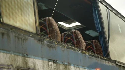Burnt Bus after accident 動画素材 72671448