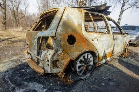 The burnt car 2 Foto stock