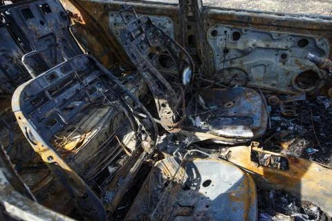 The burnt car Foto stock