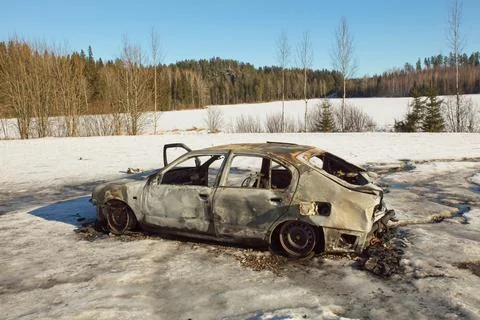 Burnt car. Stock Photos