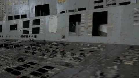 Burnt control panel of the fourth power unit  nuclear power plant Stock Footage 194709038