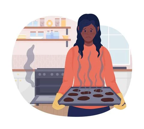 Burnt cookies 2D vector isolated illustration Stock Illustration
