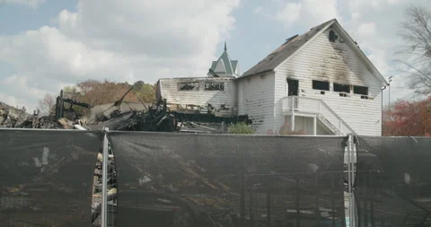 Burnt Down Building Stock Footage 251751157