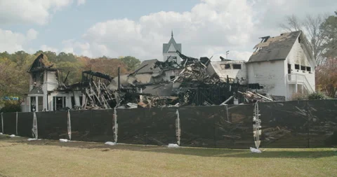 Burnt Down Building Stock Footage 251762545