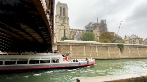 The burnt-down Notre-Dame cathedral in the rain Video stock 118260702