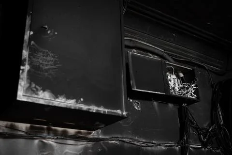Burnt electric panel Stock Photos