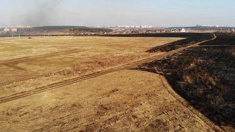 Burnt Field in Spring Stock Footage 89215689
