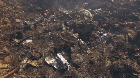 Burnt Garbage On Huge Dump Site 스톡 동영상 61288426