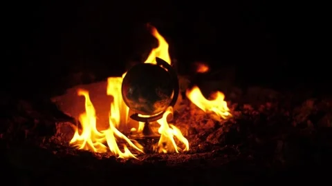 Burnt globe on a destructed location in the dusk Stock Footage 144670051