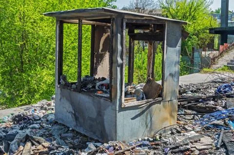 Burnt guard post Stock Photos