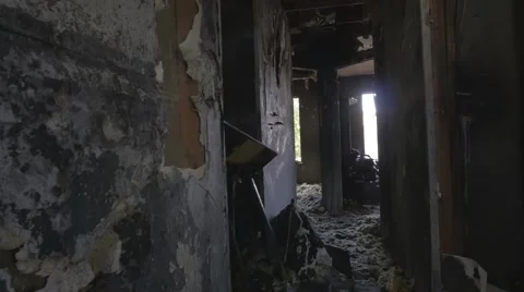 Burnt Hallway Stockbeeldmateriaal 43086494