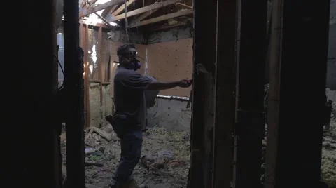 Burnt House Inspection Stockbeeldmateriaal 43090647