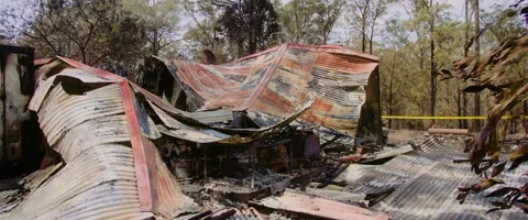 Burnt House in NSW 2019-2020 Bushfire Season Stock Footage