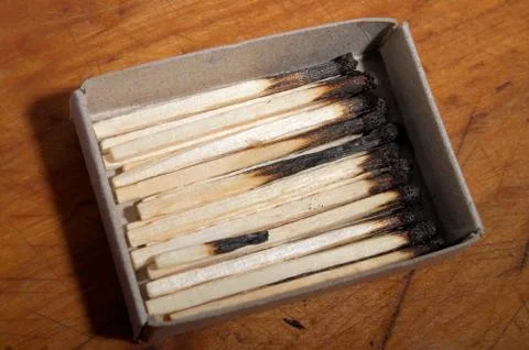 Burnt matches Foto stock