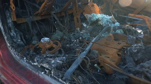 Burnt out car Stock Footage 118908202