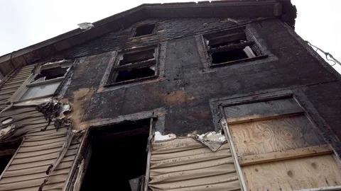 Burnt out house 스톡 동영상 109585493