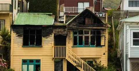 Burnt out house Stock Photos