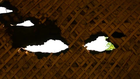 Burnt-out wall, view from the room Video stock 138420207
