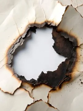 Burnt paper vector illustration featuring a realistic hole with charred edg.. Stock Illustration