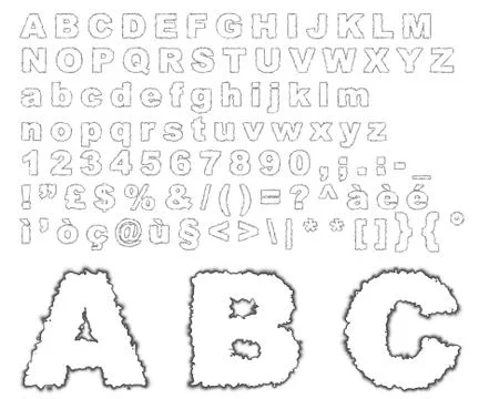 Burnt parchment alphabet Stock Illustration