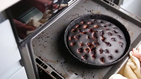 Burnt pie in the oven. Stock Footage 196860085