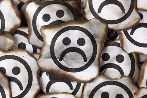 Burnt Sad Faces Stock Photos