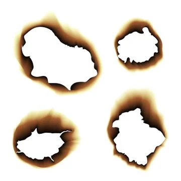 Burnt scorched paper hole vector illustration on white background Stock Illustration