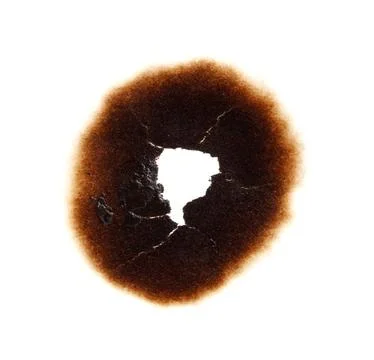 A burnt spot on a white background Stock Photos