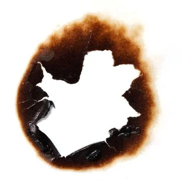 A burnt spot on a white background Stock Photos