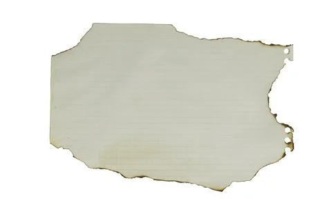 Burnt Torn Notebook Paper Piece With Burned Edges and Vintage Ripped Texture on  Stock Photos
