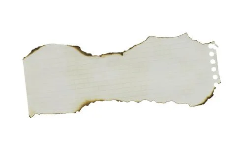 Burnt Torn Notebook Paper Piece With Burned Edges and Vintage Ripped Texture on  Stock Photos