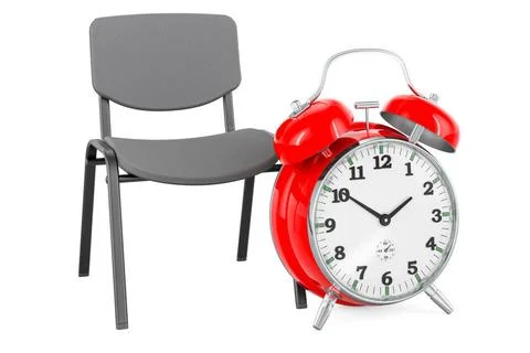 Bürostuhl mit Wecker, 3D-Rendering Office Chair with alarm clock, 3D rende.. Foto stock