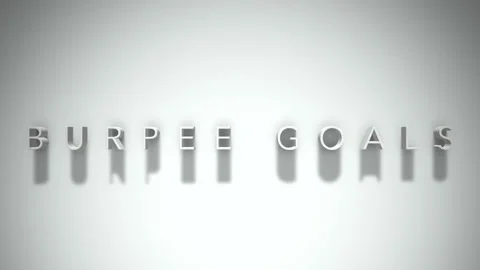 Burpee goals 3D title animation white text on a white background Stock Footage 299702643