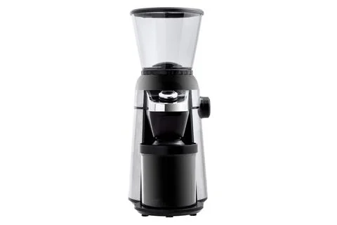 Burr coffee grinder in plastic case design with steel inserts. Stock Photos