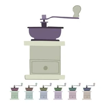 Burr manual coffee grinder vector cartoon graphic Stock Illustration