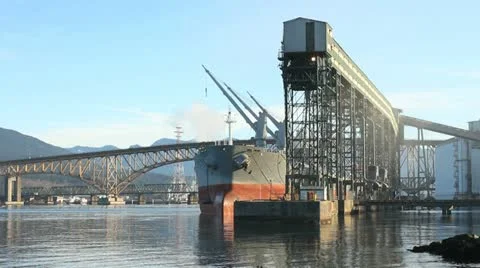 Burrard Inlet Grain Elevator, Vancouver Stock Footage 22997322