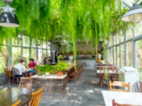Burred restaurant background. Stock Photos