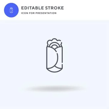 Burrito icon vector, filled flat sign, solid pictogram isolated on white, log Stock Illustration