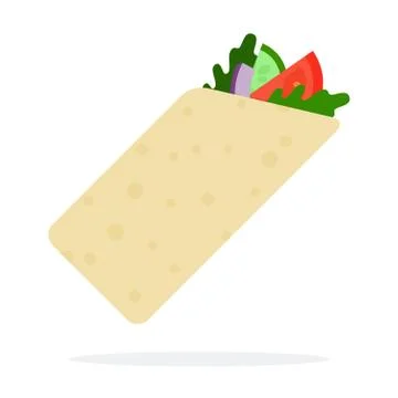 Burrito with meat and vegetables vector flat isolated Stock Illustration