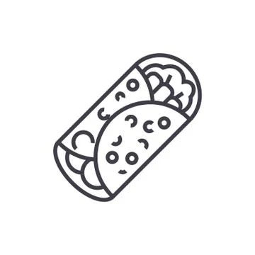 Burrito vector line icon, sign, illustration on background, editable strokes Stock Illustration