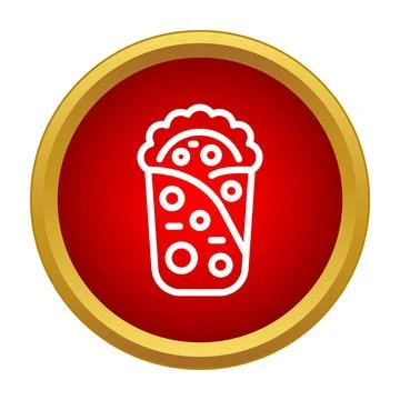 Burrito wrap outline icon on red background Stock Illustration