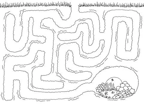 Burrow maze graphic black white sketch illustration vector Stock Illustration