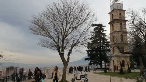 Bursa Clock Tower. Popular touristic travel destination of Bursa Stock-Footage 102126685