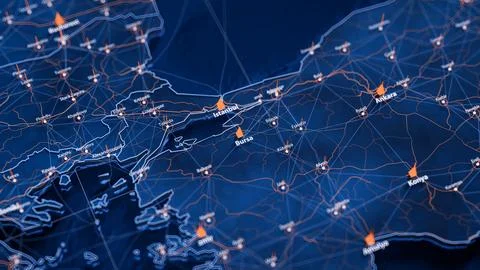Bursa map big data visualization. Futuristic map infographic of city in Turkey Stock Illustration