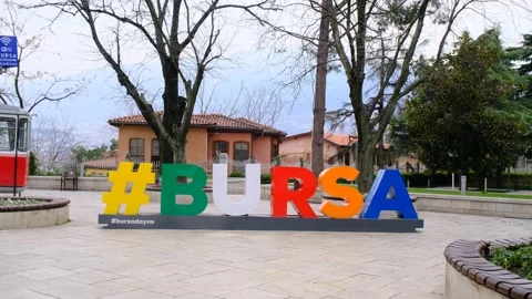 Bursa tophane square during overcast and cloudy day Stock Footage 152956553