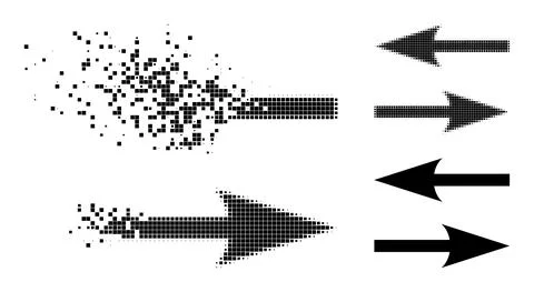Burst and Halftone Pixel Horizontal Exchange Arrows Glyph Illustrazione stock