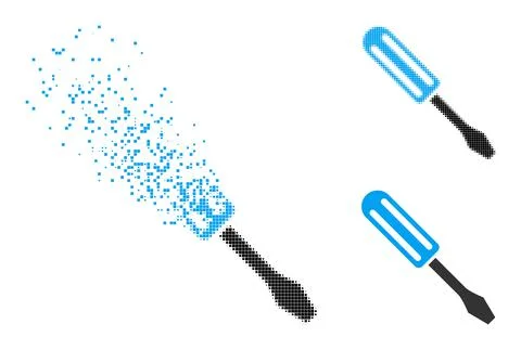 Burst and Halftone Pixel Screwdriver Glyph Stock Illustration