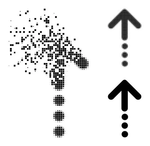 Burst and Halftone Pixelated Send Up Icon 스톡 일러스트
