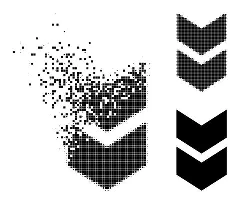 Burst and Halftone Pixelated Shift Down Icon Illustrazione stock